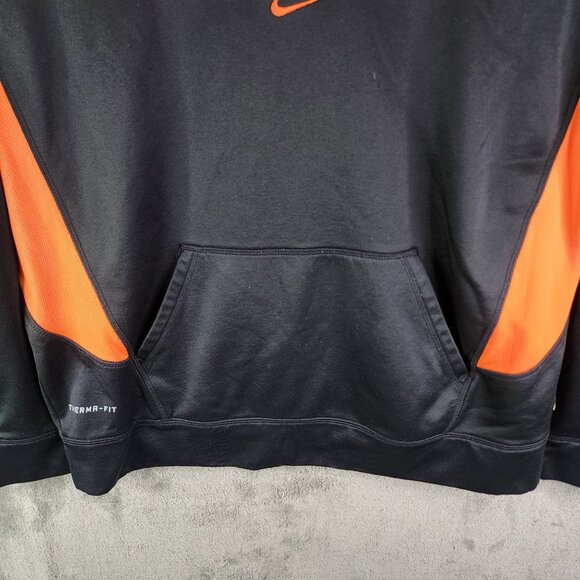 Men's Nike Oklahoma State Therma-Fit Hoodie Sweatshirt Black & Orange OSU L - Picture 4 of 13